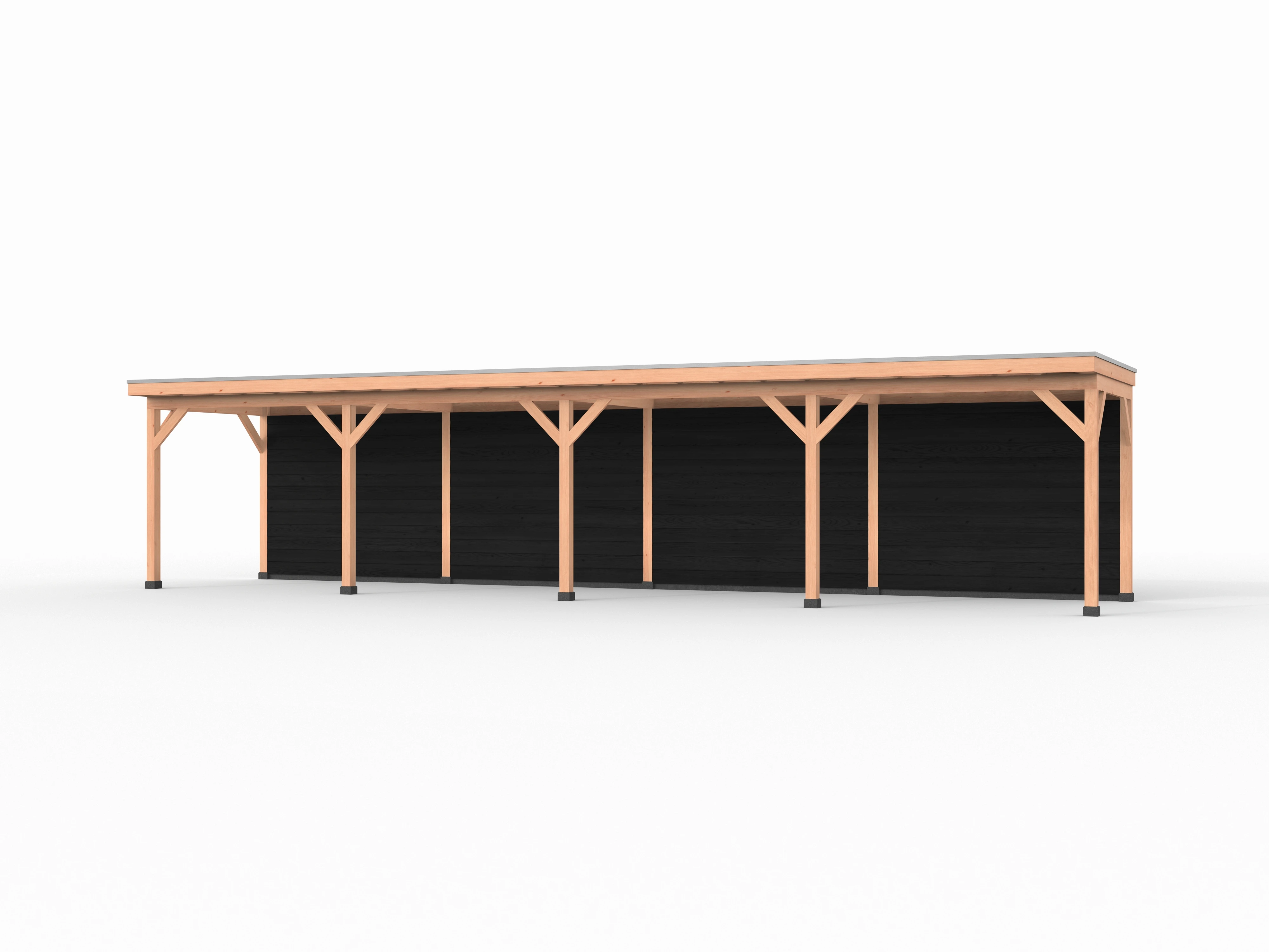Douglas overkapping, 1200 x 250, met achterwand, Westwood Comfort Zwart - Afbeelding 1